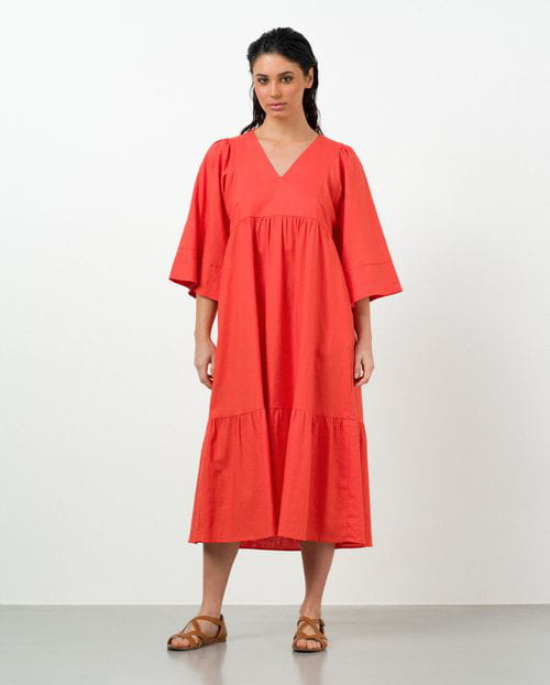 Etiem Vestido Midi De Vuelo En Lino-viscosa