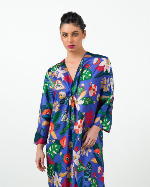 Etiem Vestido Tipo Túnica En Satén Estampado