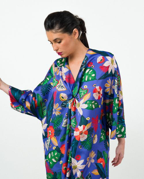 Etiem Vestido Tipo Túnica En Satén Estampado