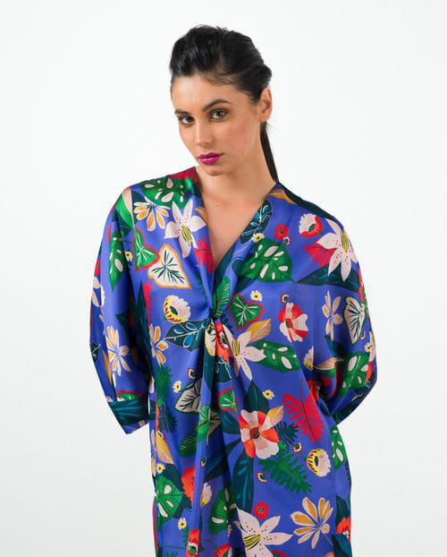 Etiem Vestido Tipo Túnica En Satén Estampado