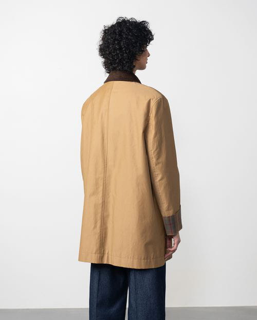 Etiem Gabardina Corta Repelente Al Agua Con Contrastes De Cuadros Y Pana