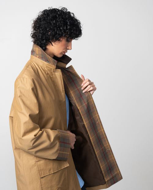 Etiem Gabardina Corta Repelente Al Agua Con Contrastes De Cuadros Y Pana