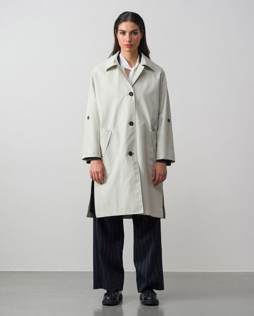 Etiem Gabardina tipo guardapolvo con capucha repelente al agua