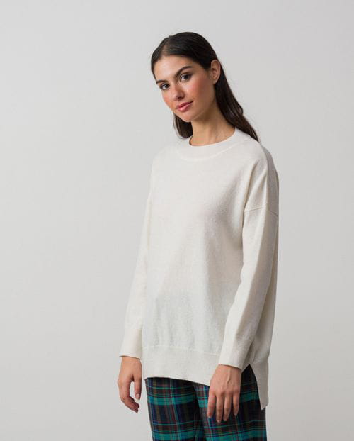 Etiem Jersey Amplio De Lana Con Manga Caída Y Cuello Caja