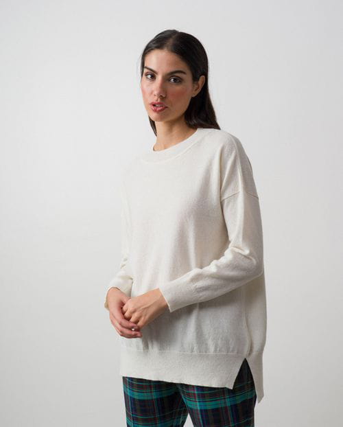 Etiem Jersey Amplio De Lana Con Manga Caída Y Cuello Caja