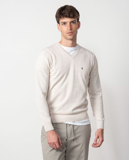 Etiem Jersey De Cuello Pico En Punto Tricot Liso Y Costuras Menguadas