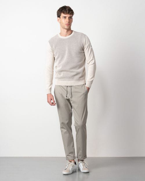 Etiem Jersey De Cuello Redondo Combinado Liso-estructura Bicolor En Lana Mezcla