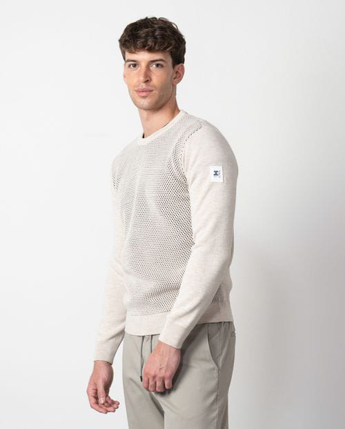 Etiem Jersey De Cuello Redondo Combinado Liso-estructura Bicolor En Lana Mezcla