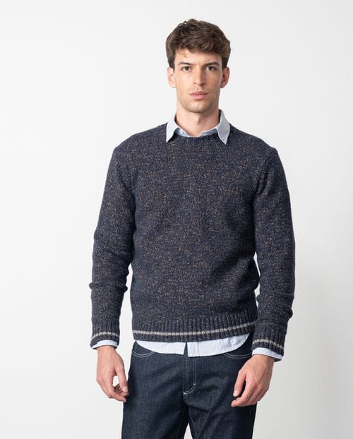 Etiem Jersey De Cuello Redondo En Punto Rústico De Lana-algodón