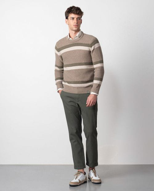 Etiem Jersey de rayas en punto tricotado de canutillo rústico