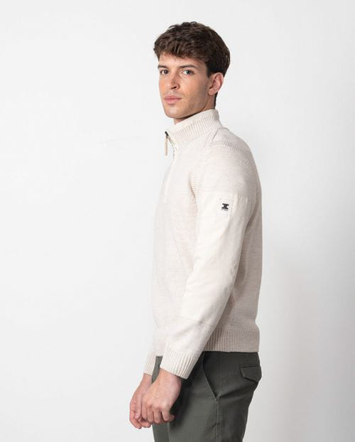 Etiem Jersey "estilo Marinero" Con Cuello Alto Y Cremallera