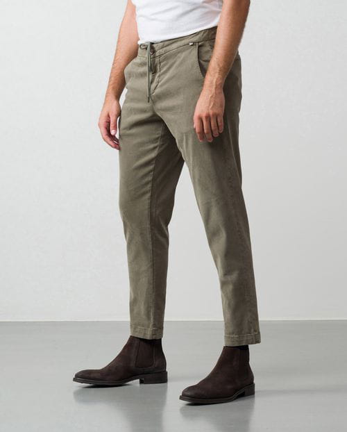 Etiem Pantalón Chino Sport De Cordón Y Goma En Tejido De Algodón-tencel Elástico