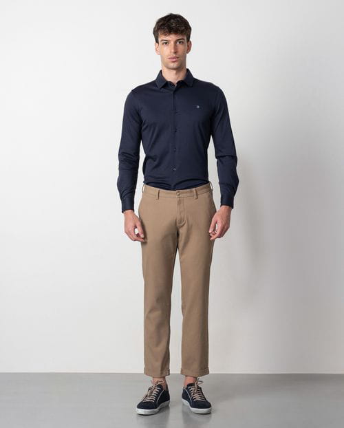 Etiem Pantalón sport chino slim fit en microestructura de algodón elástico