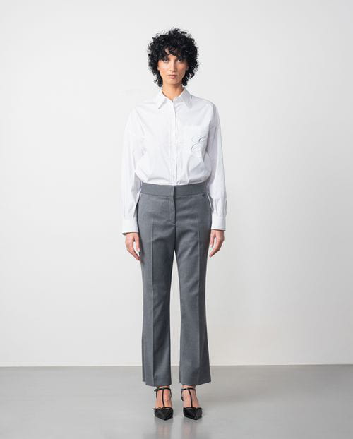 Etiem Pantalón tobillero ligeramente acampanado en sarga afranelada