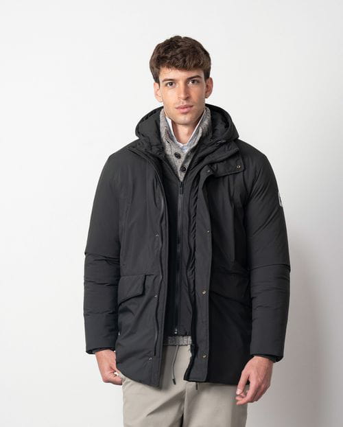 Etiem Parka De Capucha Desmontable En Tejido Técnico Elástico Water Repellent