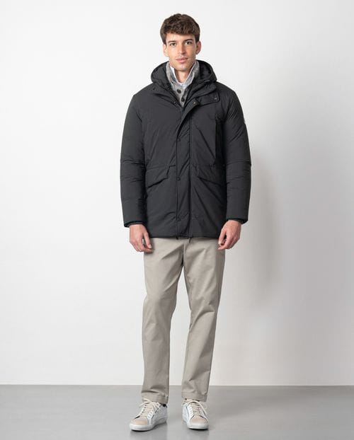 Etiem Parka de capucha desmontable en tejido técnico elástico water repellent