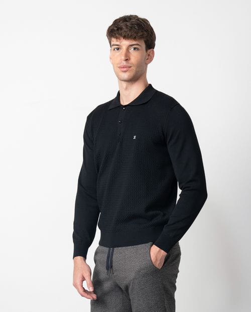 Etiem Polo Camisero De Botones En Punto Tricot Combinado En Liso Con Estructura