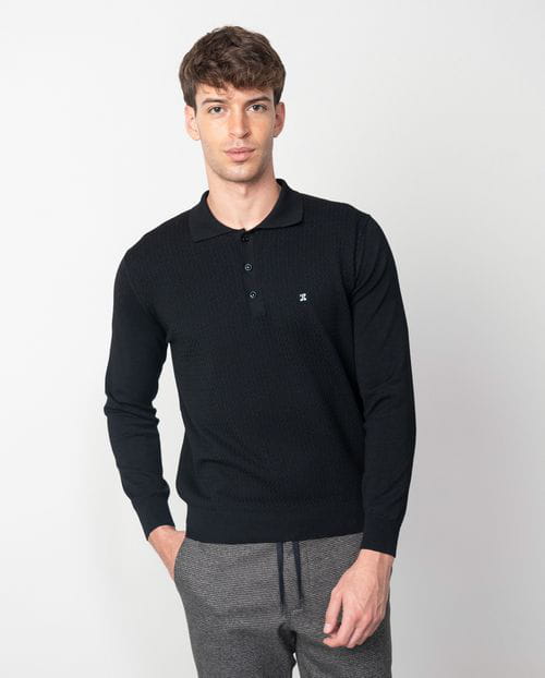 Etiem Polo Camisero De Botones En Punto Tricot Combinado En Liso Con Estructura