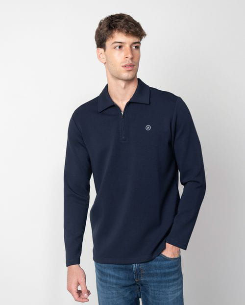 Etiem Polo camisero de cremallera en punto fino de foam