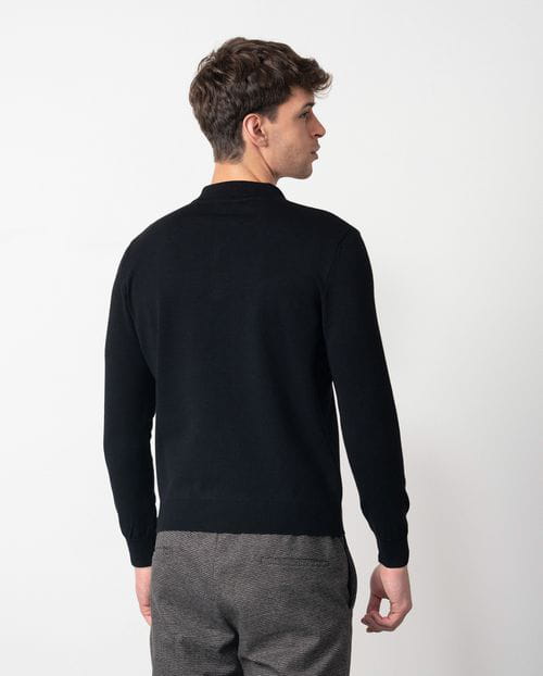 Etiem Polo Con Cremallera De Punto Liso Tricotado En Manga Larga