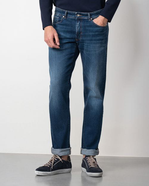 Etiem Tejano Azul Elástico Slim Fit Con Lavado Zonas