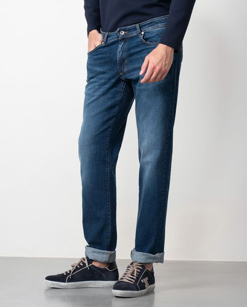 Etiem Tejano Azul Elástico Slim Fit Con Lavado Zonas