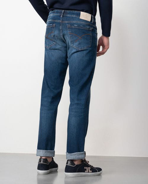 Etiem Tejano Azul Elástico Slim Fit Con Lavado Zonas