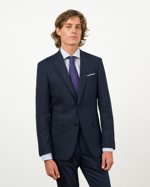 Etiem Traje Slim Fit En Microestructura Bicolor De Lana Mezcla