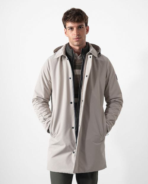 Etiem Trench Corta Acolchada De Capucha Y Vista-chaleco Desmontable En Tejido Water Repellent