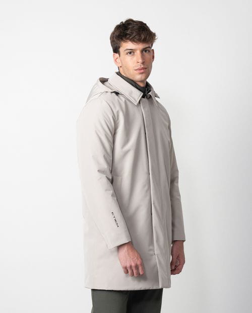 Etiem Trench corta acolchada de capucha y vista-chaleco desmontable en tejido water repellent