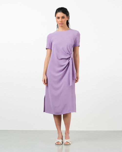 Etiem Vestido Midi Semi-entallado Con Nudo En La Cintura