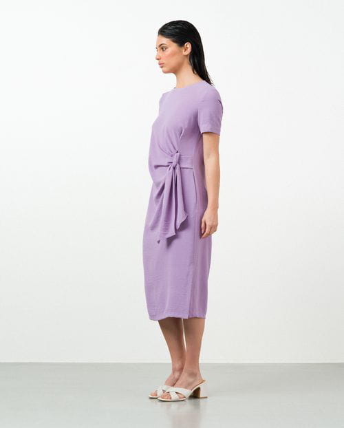 Etiem Vestido Midi Semi-entallado Con Nudo En La Cintura