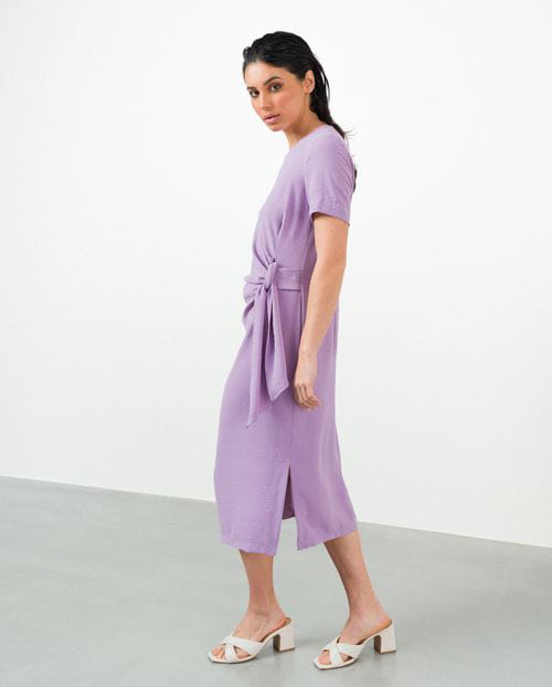 Etiem Vestido Midi Semi-entallado Con Nudo En La Cintura