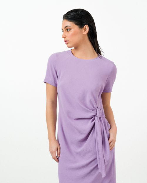 Etiem Vestido midi semi-entallado con nudo en la cintura