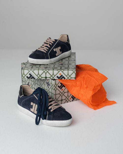 Etiem Zapatilla Combinada En Piel Marino Edición Limitada