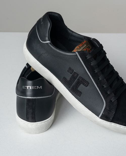 Etiem Zapatilla De Piel Combinada En Negro Edición Limitada