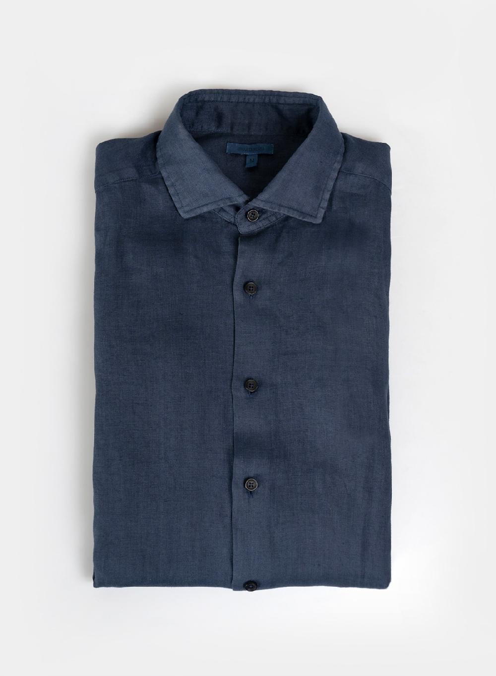 Etiqueta negra Camisa Lino Garment DYE Made in Italy