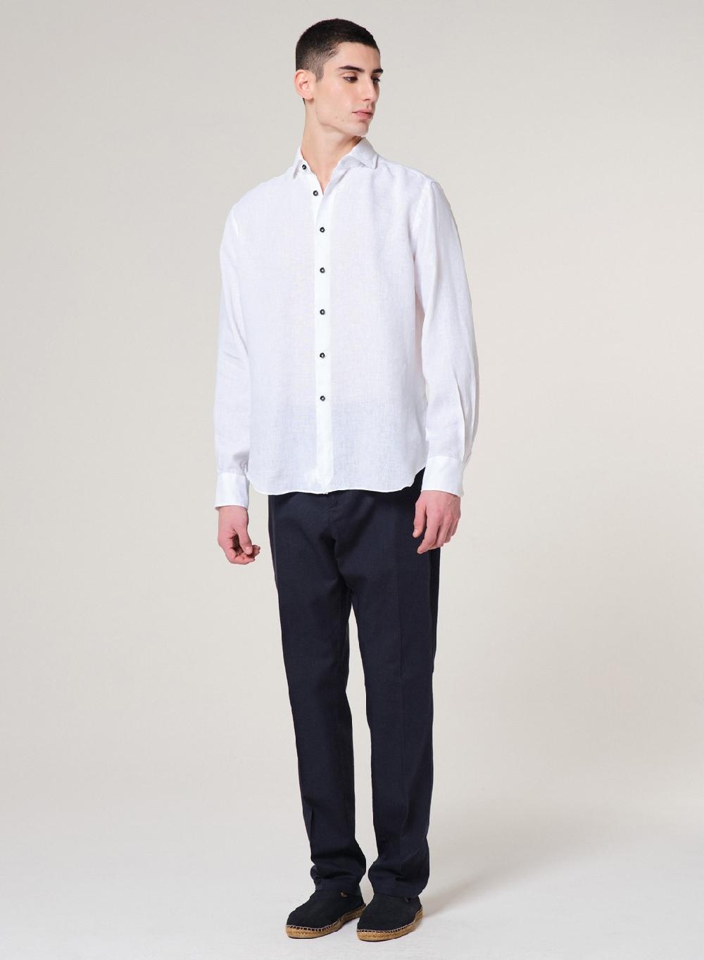 Etiqueta negra Camisa Lino Garment DYE Made in Italy