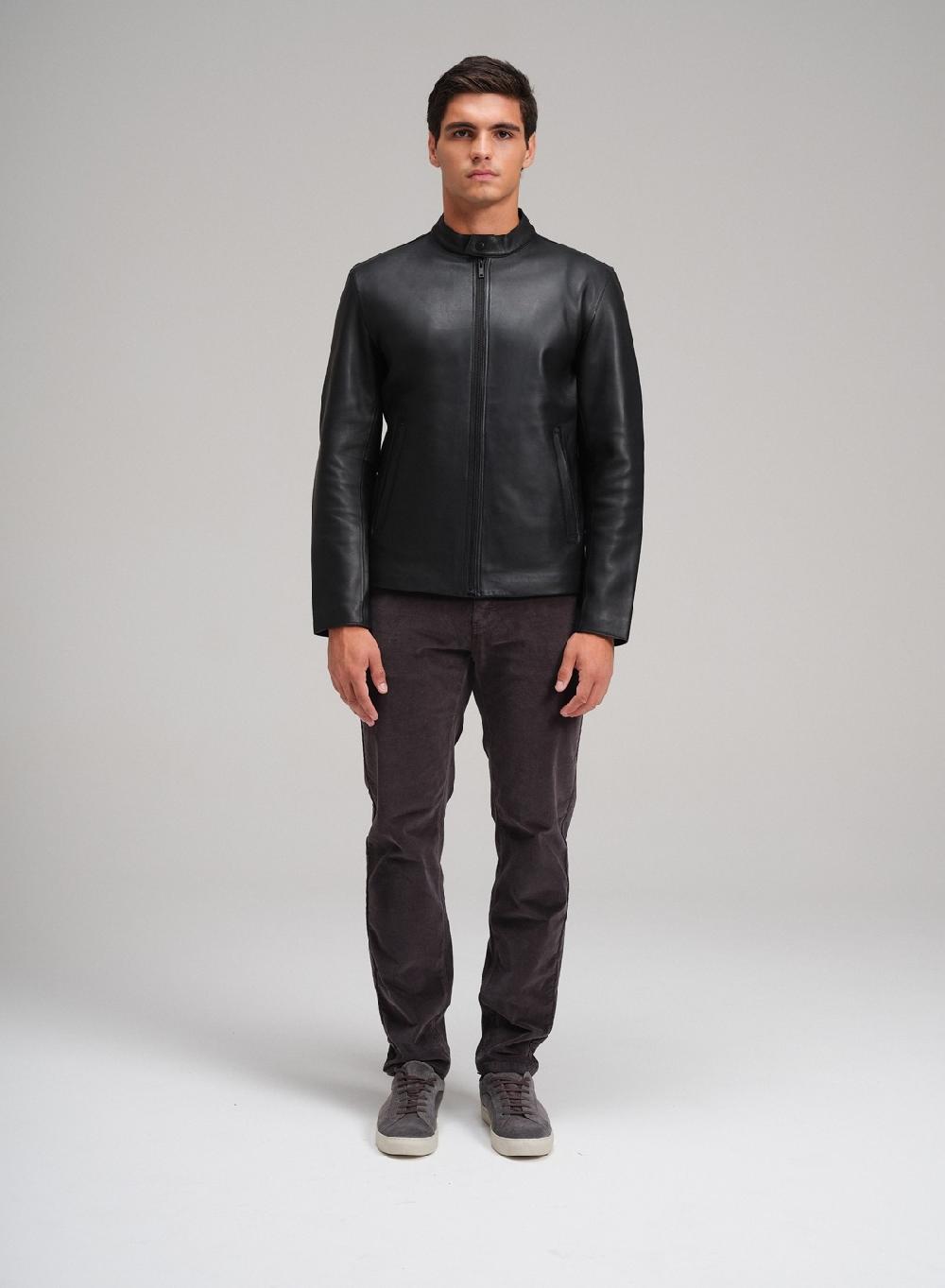 Etiqueta Negra Campera Moto Cuello Mao Bolsillos Al Corte