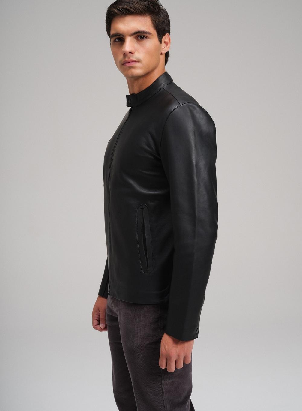 Etiqueta Negra Campera Moto Cuello Mao Bolsillos Al Corte