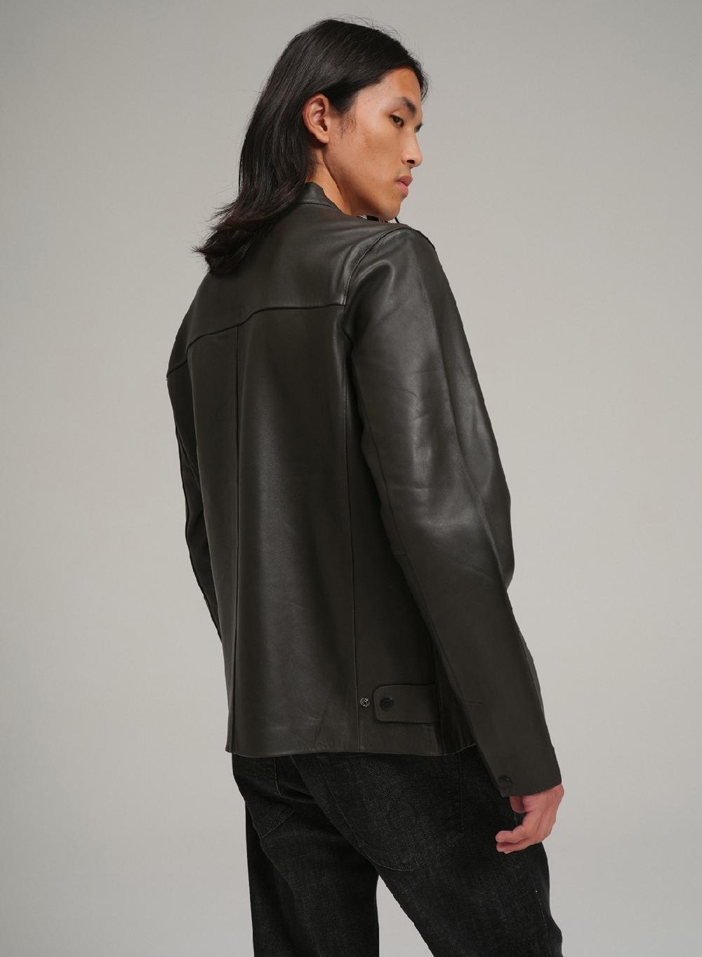 Etiqueta Negra Campera Moto Cuello Mao Bolsillos Al Corte