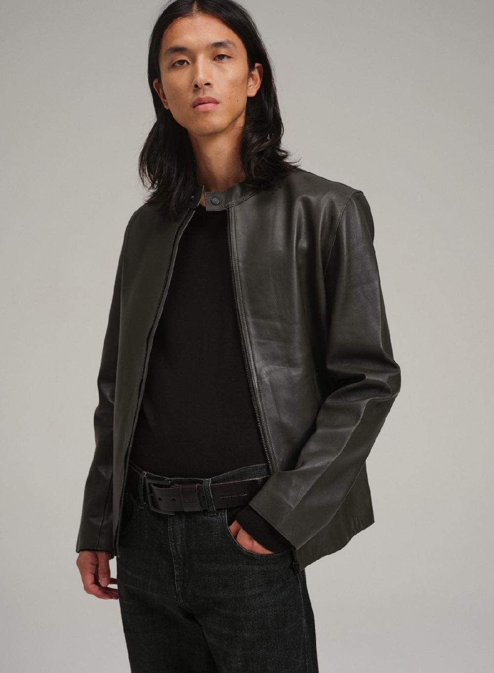 Etiqueta Negra Campera Moto Cuello Mao Bolsillos Al Corte