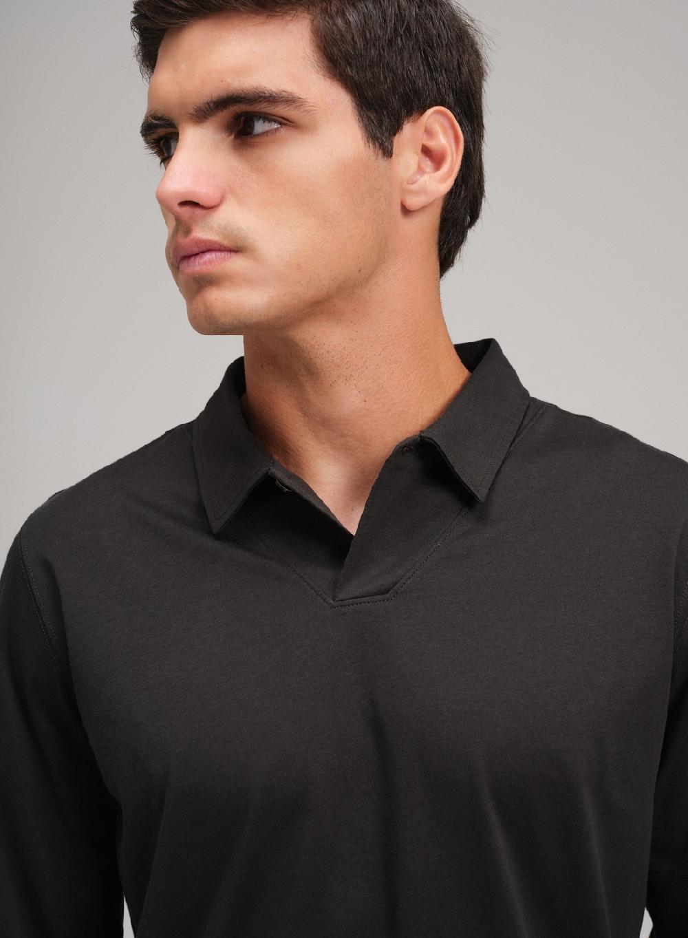 Etiqueta Negra Chomba Boton Cartera V Manga Larga Luxury