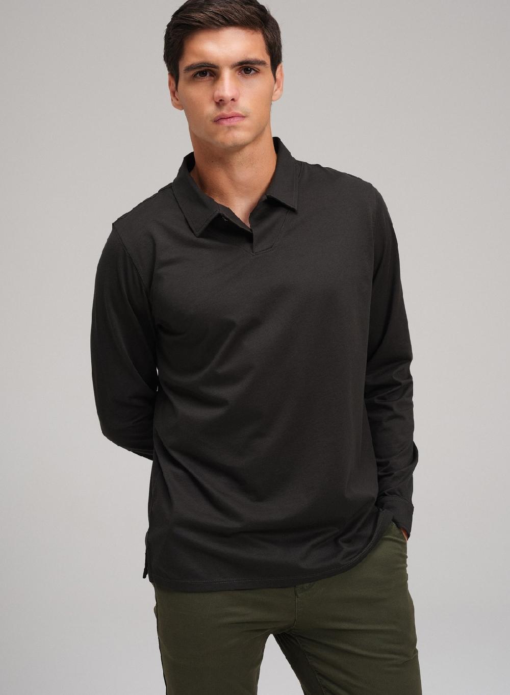 Etiqueta Negra Chomba Boton Cartera V Manga Larga Luxury