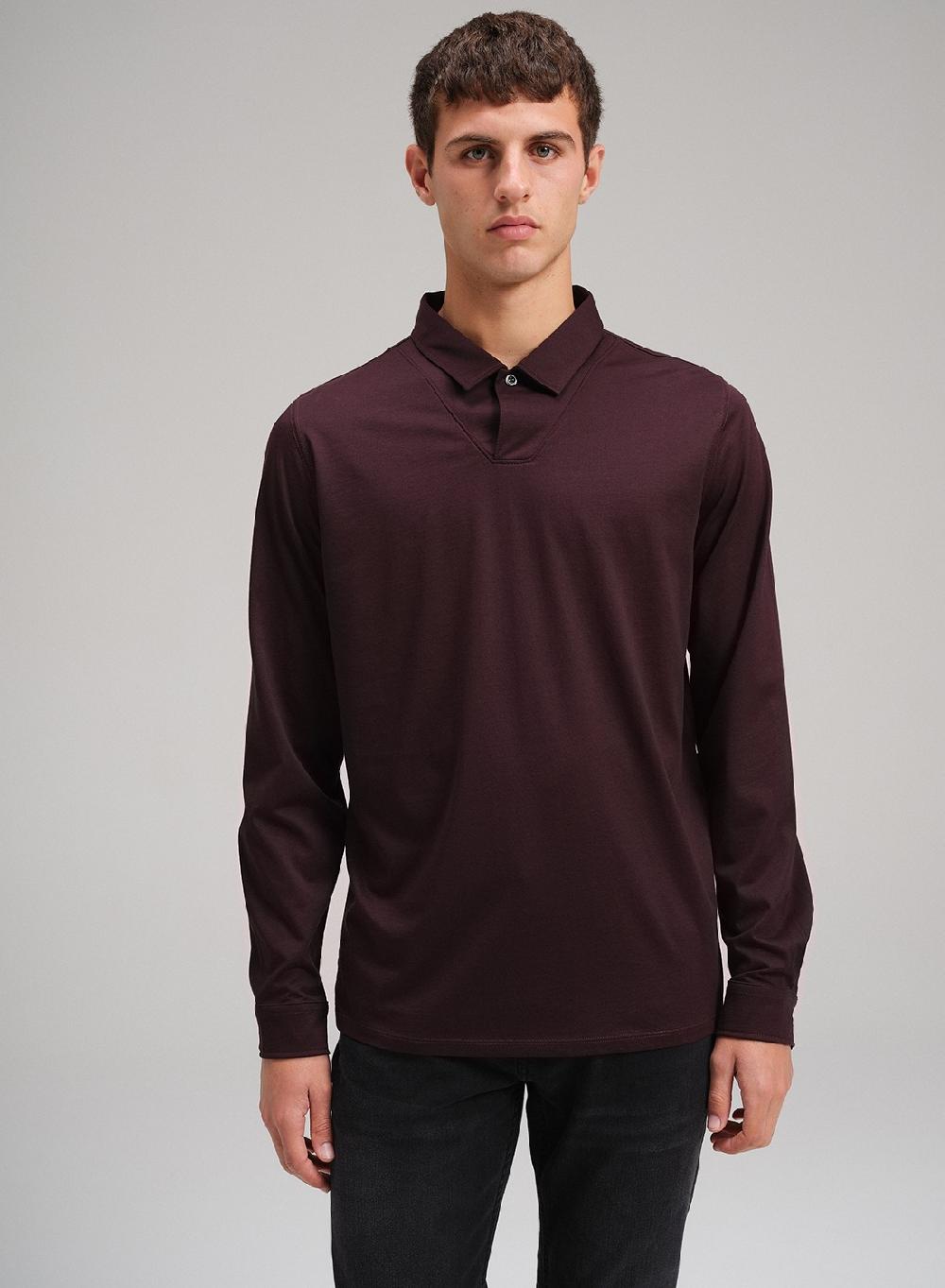 Etiqueta negra Chomba boton cartera V manga larga luxury