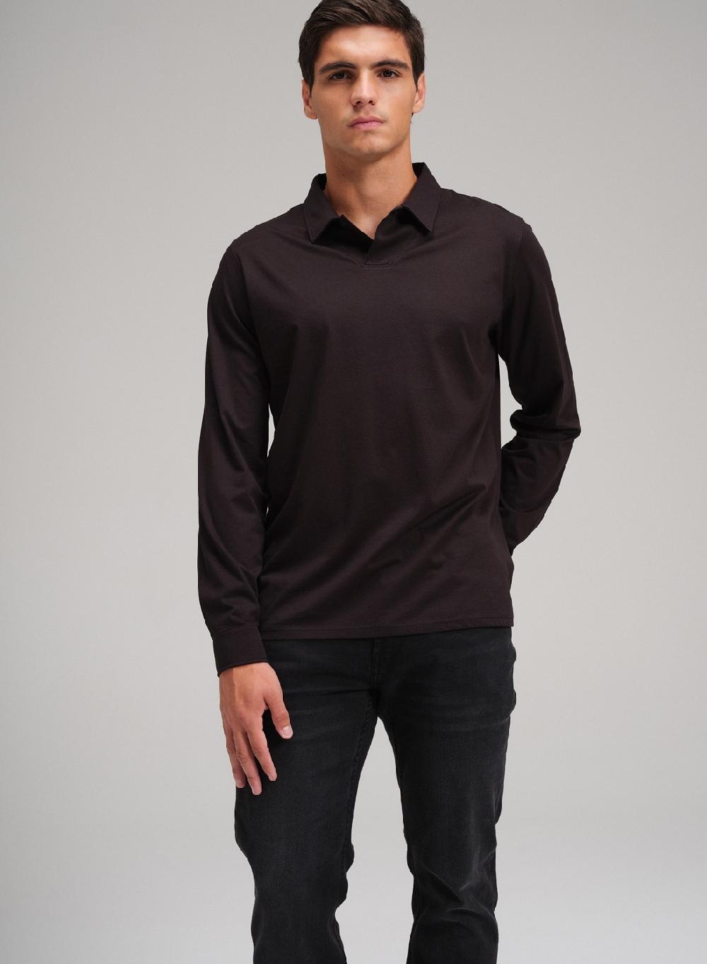 Etiqueta negra Chomba boton cartera V manga larga luxury