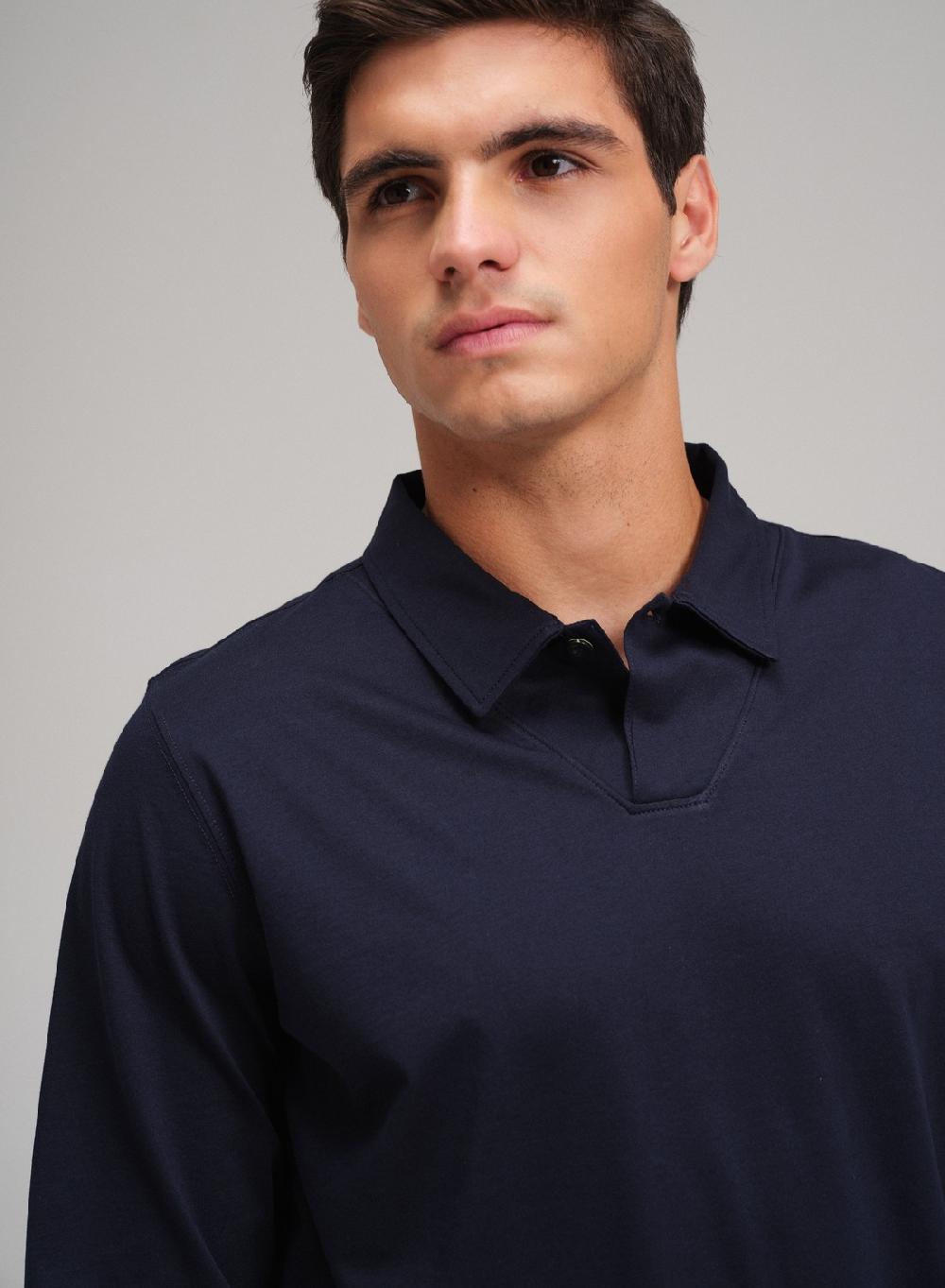 Etiqueta Negra Chomba Boton Cartera V Manga Larga Luxury