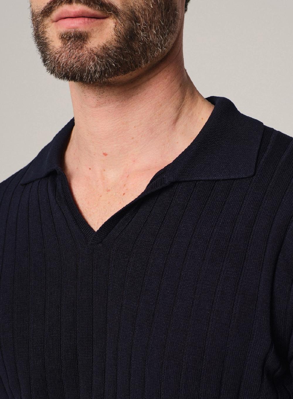 Etiqueta Negra Chomba Tejida Manga Corta Cartera V Viscosa