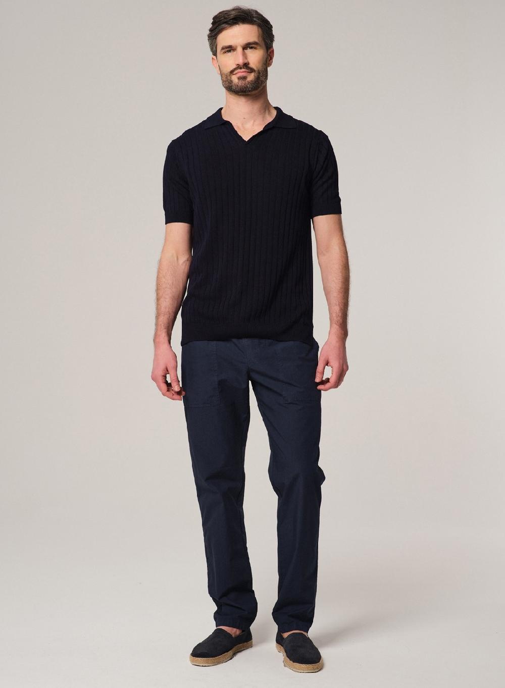 Etiqueta Negra Chomba Tejida Manga Corta Cartera V Viscosa