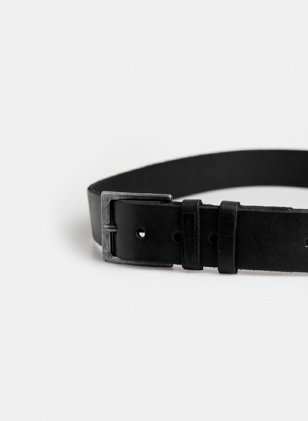 Etiqueta Negra Cinturon Vintage Pasador Doble Con Pespunte